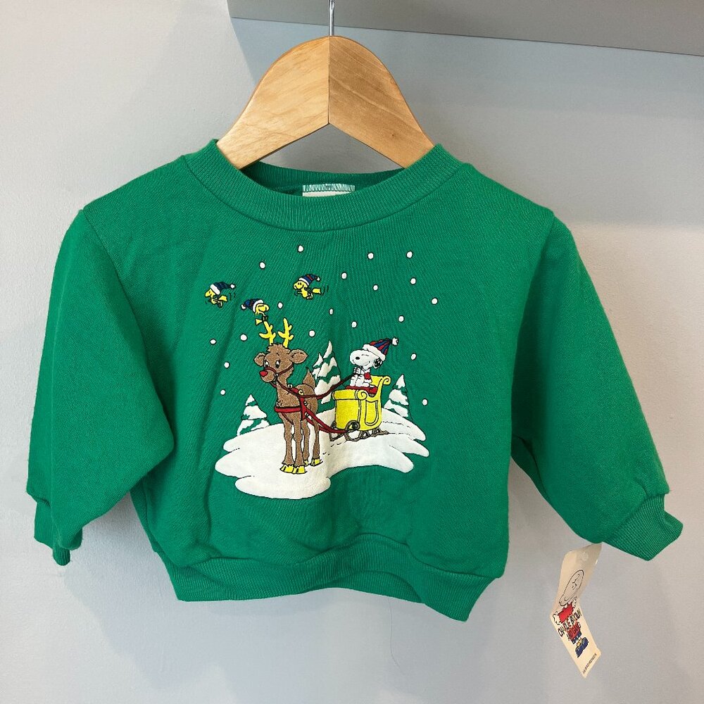 VTG 12m Snoopy Christmas Sweatshirt Charlie Brown & Gang Infant Toddler w/ Tags